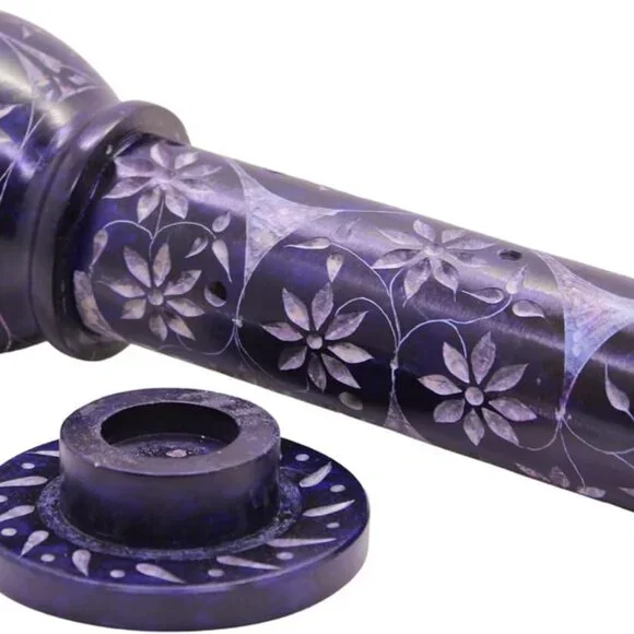 Marble Soapstone Blue Incense Stick HolderCandle BurnerTea Light Holder -